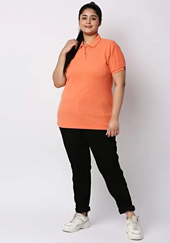 Wear Your Opinion Womens Polo Collar Neck T-Shirt Top (Design: Solid,Carrot,Small)