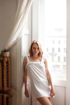 White Linen Sleeveless Nightgown, Womans Organic Linen Loungewear, Anniversary Gift for Wife, Gift for Mother, Valentine's Day Gift for Her