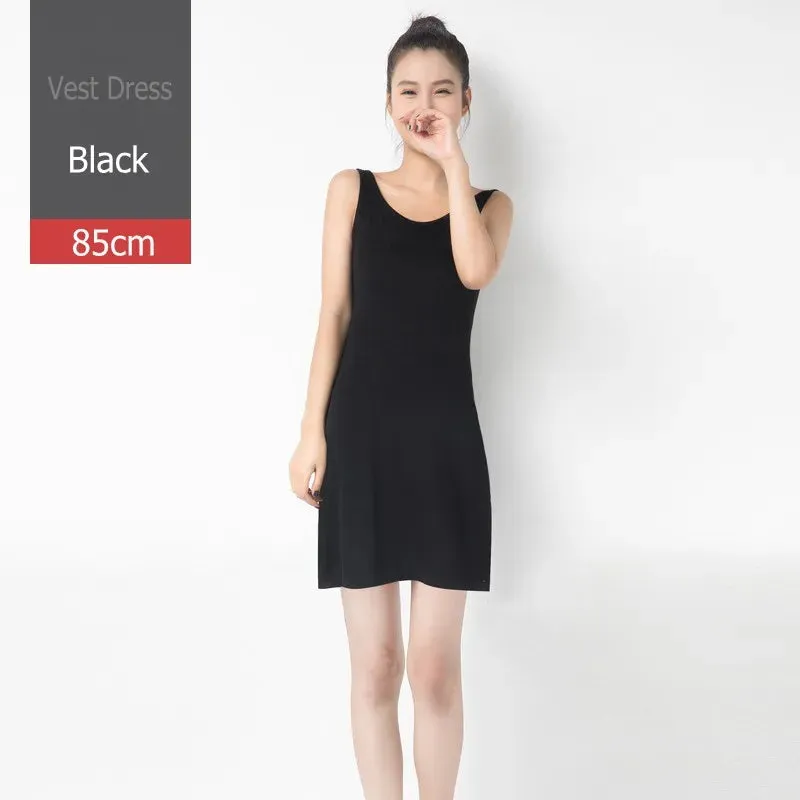 Women Modal Tank Dress Summer sleeveless sundress Casual Loose slip dress 85 to 102cm size M to 2XL