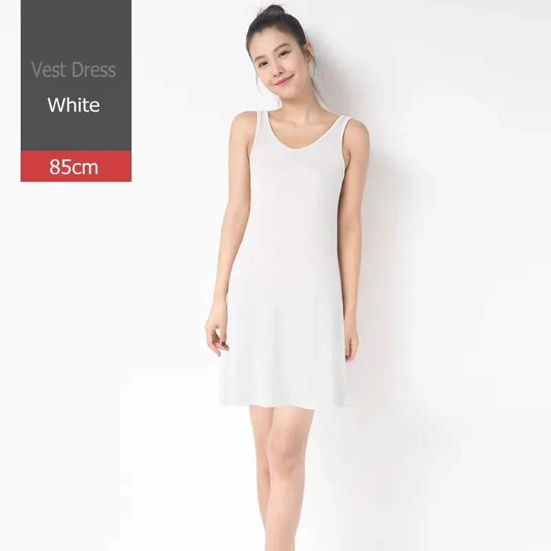 Women Modal Tank Dress Summer sleeveless sundress Casual Loose slip dress 85 to 102cm size M to 2XL