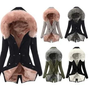 Women's Winter Hooded Fur-Lined Long Coat