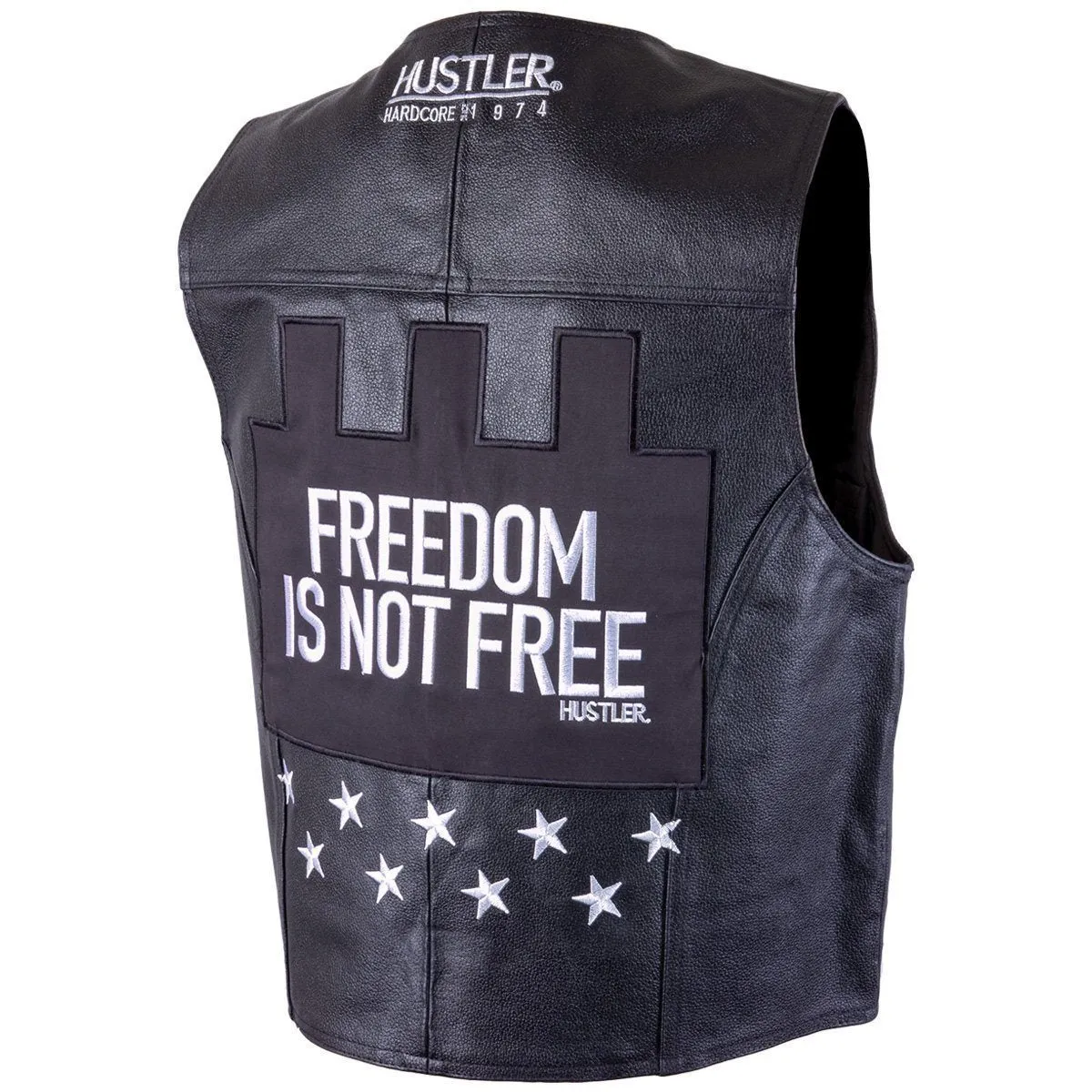 Xelement HSVT 290 Motorcycle Leather Vest For Men - Freedom is Not Free - Premium Genuine Biker Club Gilet