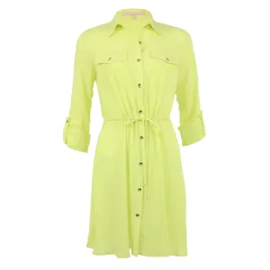 Yellow Drawstring Shirtdress