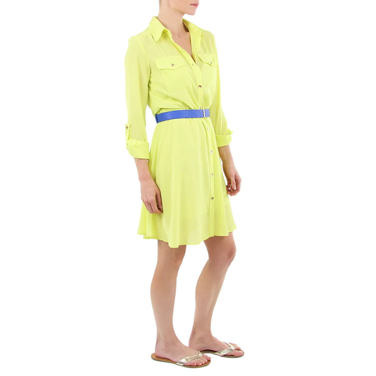 Yellow Drawstring Shirtdress